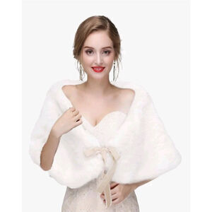 CanB Women's Faux Rabbit Fur Stole Winter Bridal Fur Wraps Shawls Bride Wedding